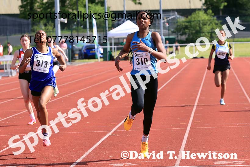 Girls Under-15s 200 metres, 2024 North Eastern Track and Field Champs., Middlesbrough.  Photo: David T. Hewitson/Sports for All Pics